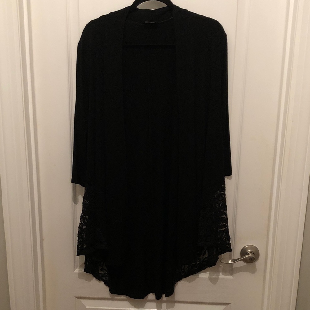 Black Lace accent Cardigan with 3/4 sleeves